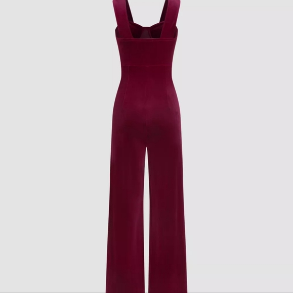 Velvet Dark Red Jumpsuit XL - Picture 5 of 8